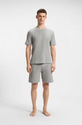 Shorts de algod&oacute;n con estructura de rejilla, Gris claro