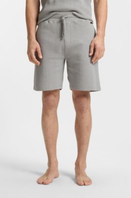 Shorts de algod&oacute;n con estructura de rejilla, Gris claro