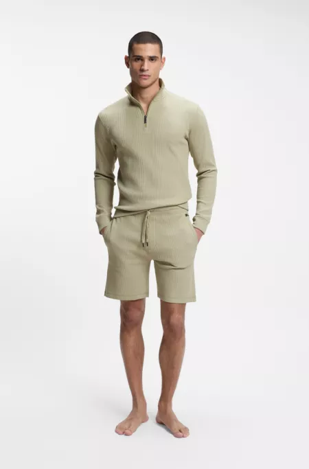 Cotton-blend shorts with waffle texture
