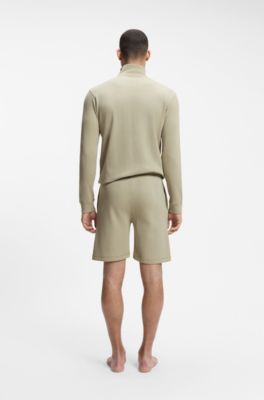 Cotton-blend shorts with waffle texture, Light Green