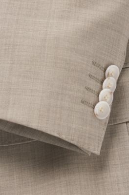 Slim-fit suit in virgin wool, Light Beige