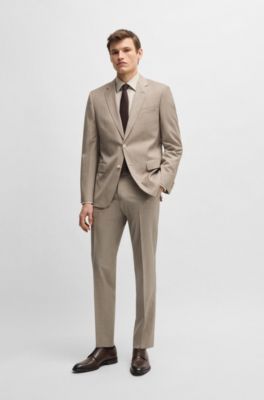 Slim-fit suit in virgin wool, Light Beige