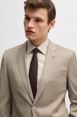 Slim-fit suit in virgin wool, Light Beige