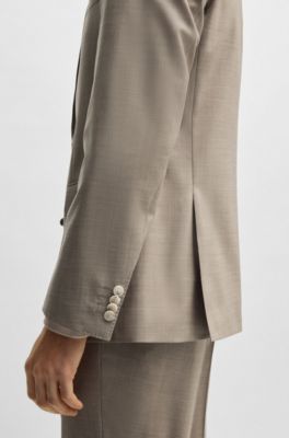 Slim-fit suit in virgin wool, Light Beige
