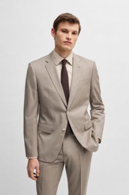 Slim-fit suit in virgin wool, Light Beige