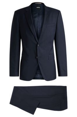 Slim-fit suit in virgin wool, Dark Blue