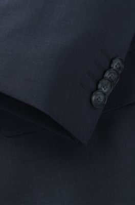 Slim-fit suit in virgin wool, Dark Blue