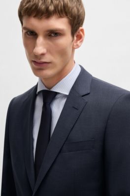 Slim-fit suit in virgin wool, Dark Blue