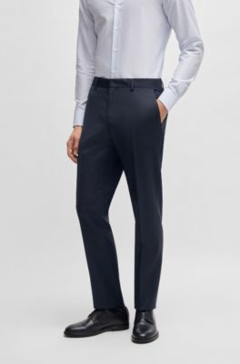 Slim-fit suit in virgin wool, Dark Blue