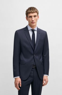 Slim-fit suit in virgin wool, Dark Blue