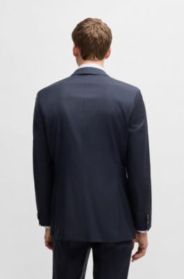 Slim-fit suit in virgin wool, Dark Blue