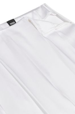 Relaxed-fit trousers with front pleats, White