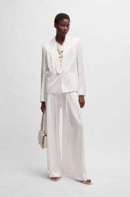 Relaxed-fit trousers with front pleats, White