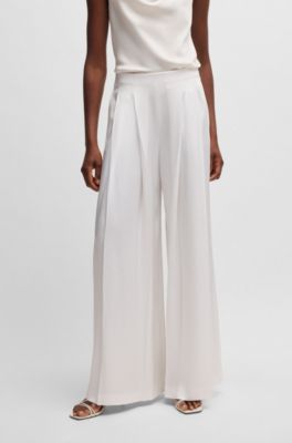 Relaxed-fit trousers with front pleats, White