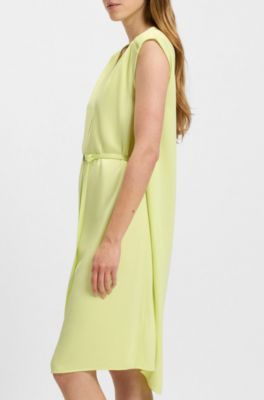 V-neck dress with integrated belt, Green