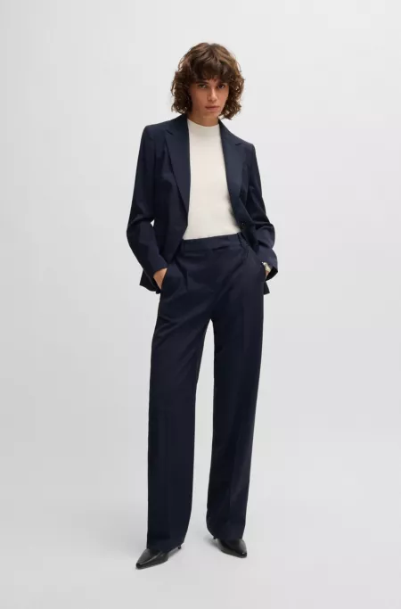 Regular-fit trousers in micro-check virgin wool