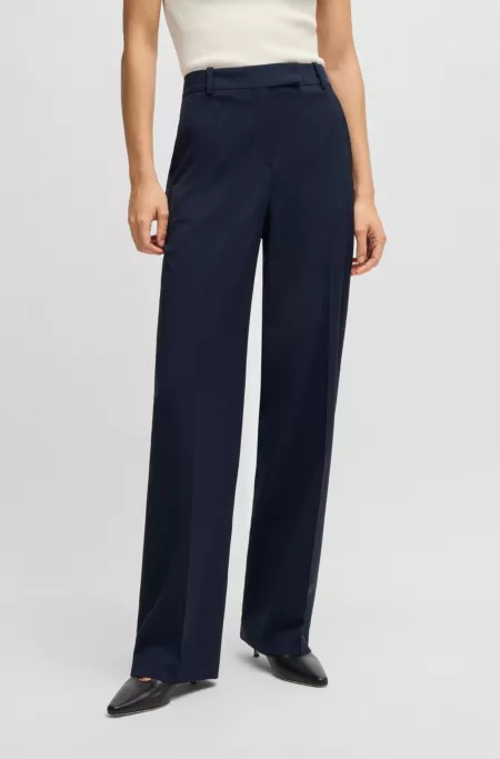 Regular-fit trousers in micro-check virgin wool