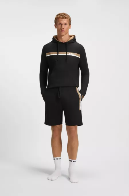 Cotton-terry shorts with stripe print