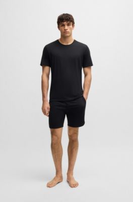 Pijama de punto el&aacute;stico con pespuntes, Negro