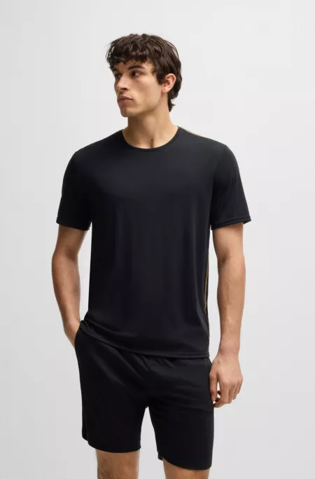 Stretch-jersey pajamas with overlock stitching