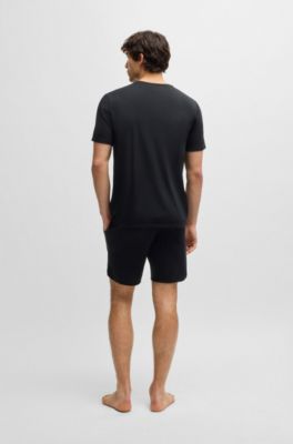 Pijama de punto el&aacute;stico con pespuntes, Negro