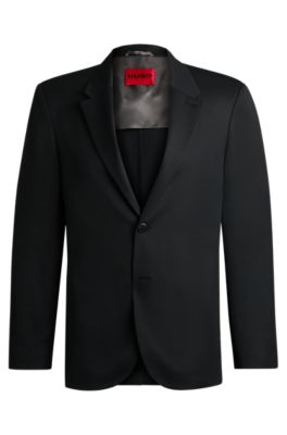 HUGO FORWARD slim-fit suit jacket in wool-blend twill, Black