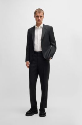 HUGO FORWARD slim-fit suit jacket in wool-blend twill, Black