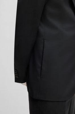 HUGO FORWARD slim-fit suit jacket in wool-blend twill, Black