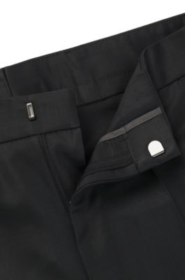 HUGO FORWARD slim-fit trousers in wool-blend twill, Black