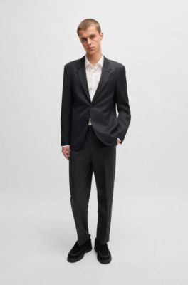 HUGO FORWARD slim-fit trousers in wool-blend twill, Black