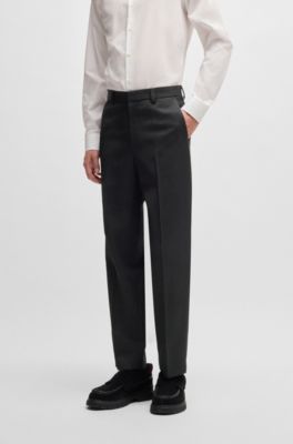 HUGO FORWARD slim-fit trousers in wool-blend twill, Black