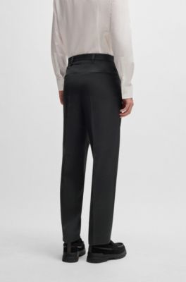 HUGO FORWARD slim-fit trousers in wool-blend twill, Black