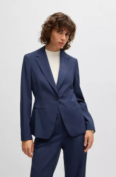 Regular-fit blazer in micro-check virgin wool