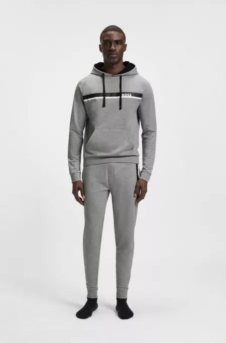 Cotton-terry tracksuit bottoms with stripe print