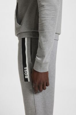 Cotton-terry tracksuit bottoms with stripe print