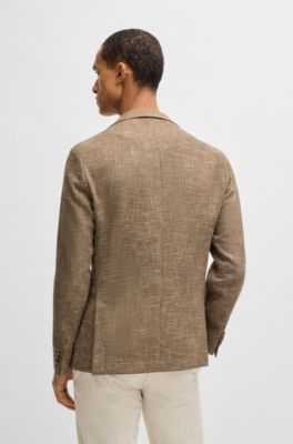 Blazer regular fit de tweed el&aacute;stico con microestampado, Marr&oacute;n oscuro