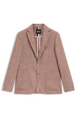 Blazer regular fit de tweed el&aacute;stico con microestampado, Naranja oscuro