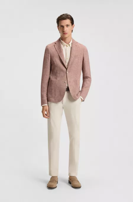 Regular-fit blazer in micro-patterned stretch tweed