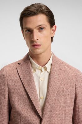 Blazer regular fit de tweed el&aacute;stico con microestampado, Naranja oscuro