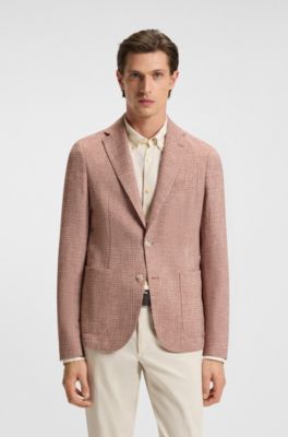 Regular-fit blazer in micro-patterned stretch tweed, Dark Orange