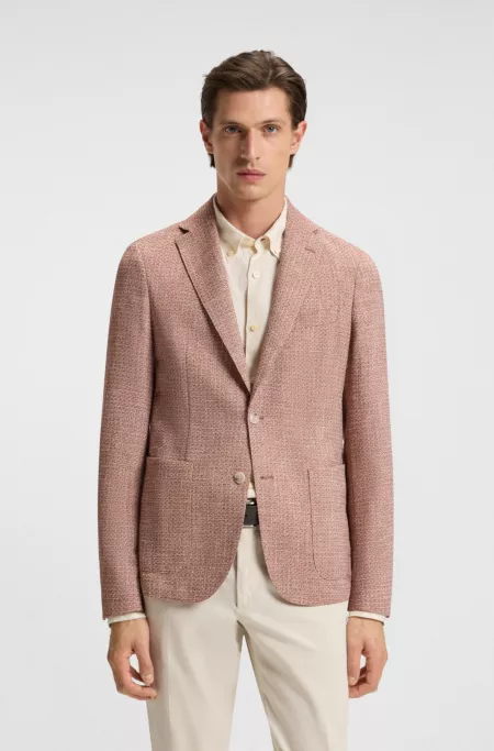Regular-fit blazer in micro-patterned stretch tweed