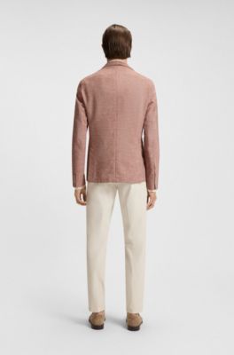 Blazer regular fit de tweed el&aacute;stico con microestampado, Naranja oscuro