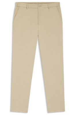 Washable formal trousers in stretch seersucker fabric, Light Beige