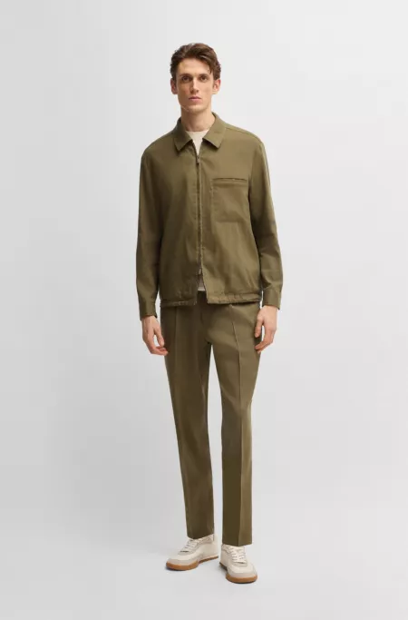 Relaxed-fit zipped overshirt in a linen blend