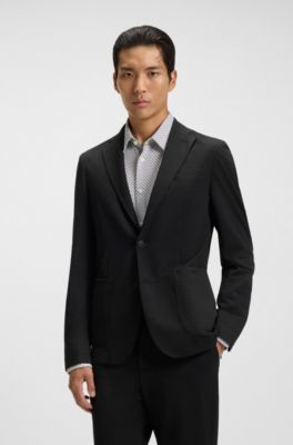 Americana slim fit de sirsaca el&aacute;stica, Negro