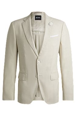 Americana slim fit de mezcla de lana con dibujo