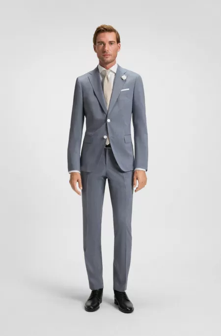 Slim-fit suit jacket in a patterned wool blend