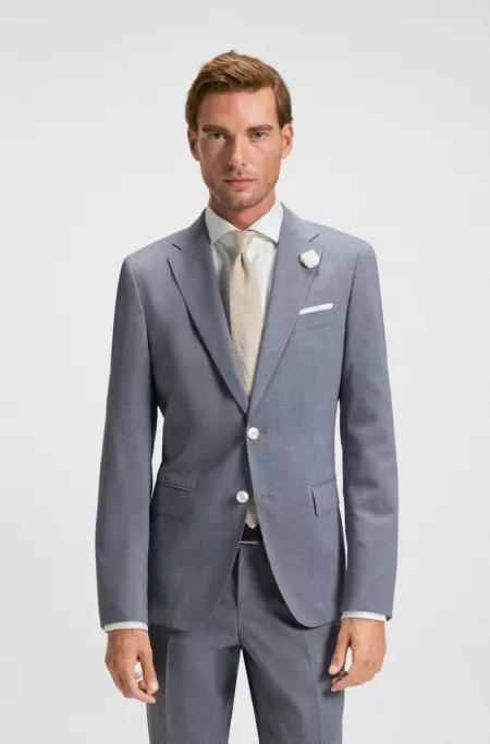 Slim-fit suit jacket in a patterned wool blend