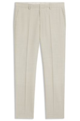 Formal trousers in a patterned virgin-wool blend, White