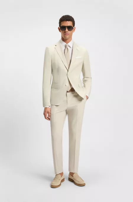 Formal trousers in a patterned virgin-wool blend